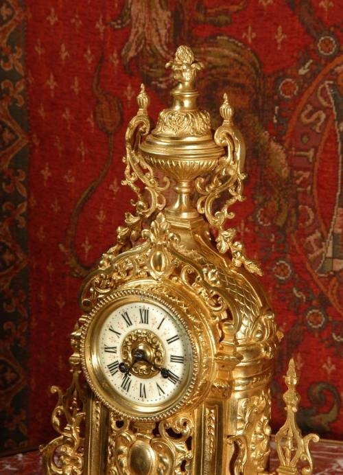 fig 3. Stunning Gilt Brass Boudoir Clock ~ French - Circa 1880.